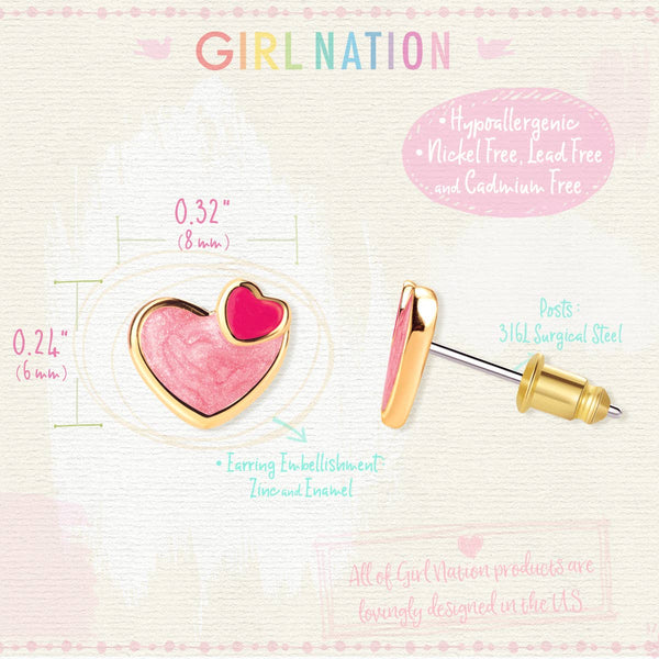 Girl Nation - Heart 2 Heart Valentine's Cutie Stud Earrings