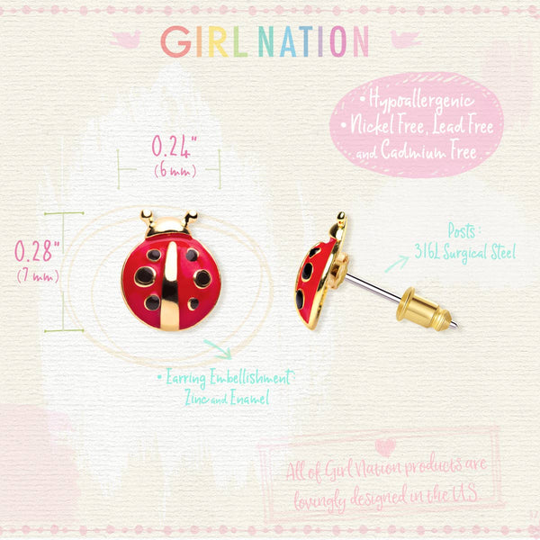 Girl Nation - Little Ladybug Cutie Stud Earrings