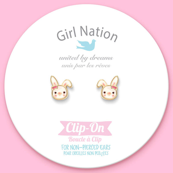 Girl Nation - CLIP ON Cutie Earrings- Easter Bunny