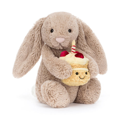 Jellycat Bashful Beige Bunny with Birthday Cake