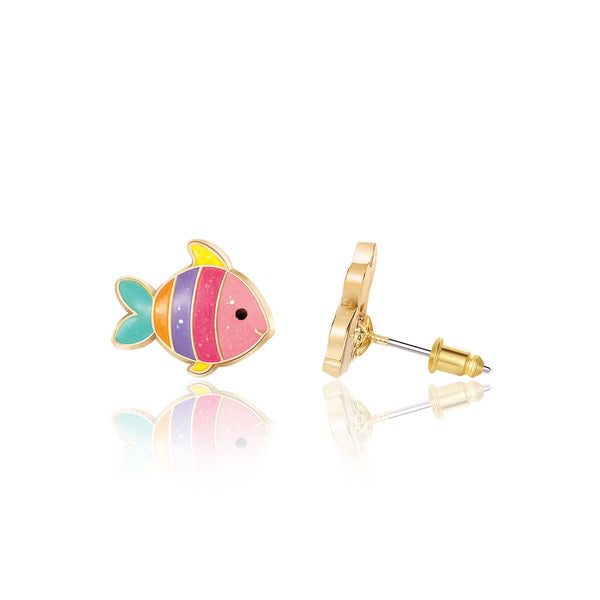 Girl Nation - Glitter Rainbow Fish Cutie Stud Earrings