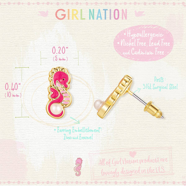 Girl Nation - Seahorse Cutie Stud Earrings