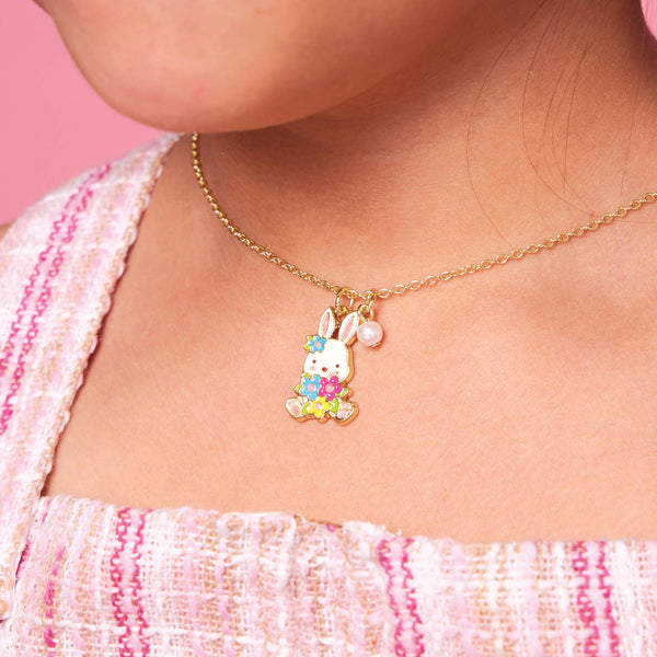 Girl Nation - Sweet Petite Necklace- Easter Bunny and Blooms