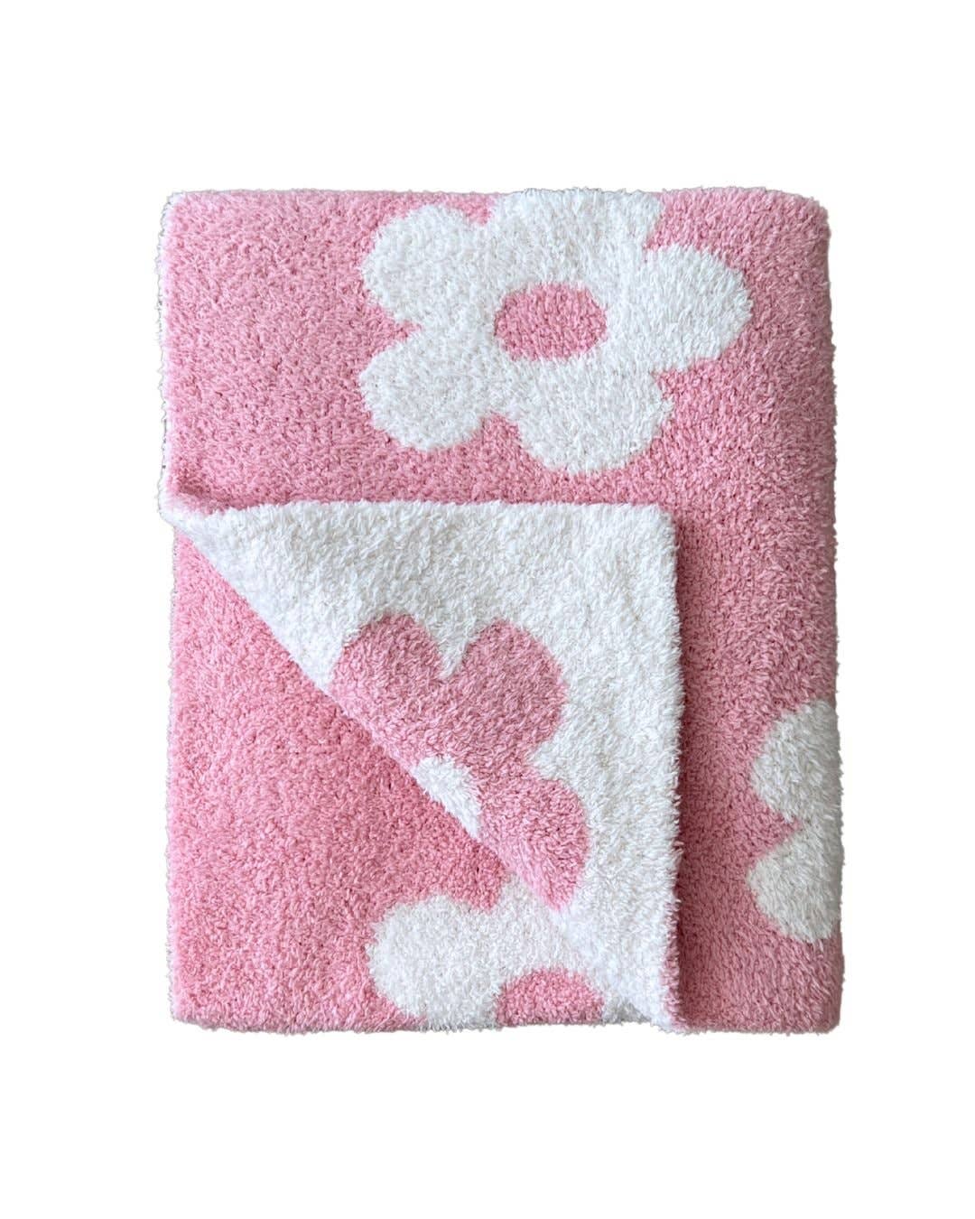 Lucky Panda Kids - Daisy Fuzzy Blanket | Pink